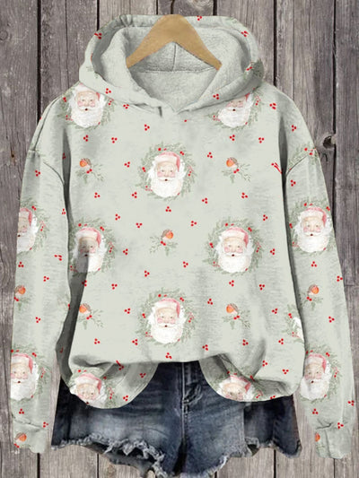 Unisex Sants Claus Print Long Sleeve Hoodie