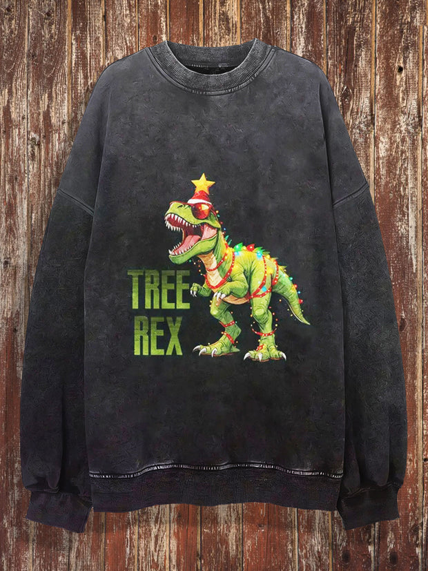 Unisex Tree Rex Print Crew Neck Casual Sweatshirt