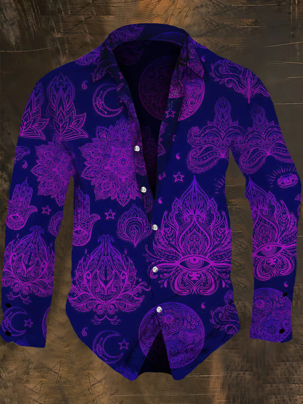 Men's Abstract Graphic Print Casual Long Sleeve Shirt