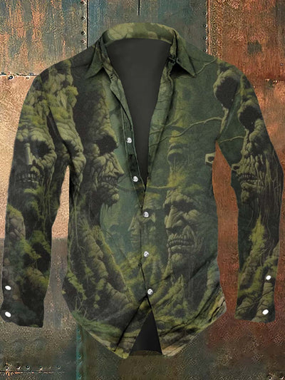 Men's Dryad Abstract Print Casual Long Sleeve Shirt