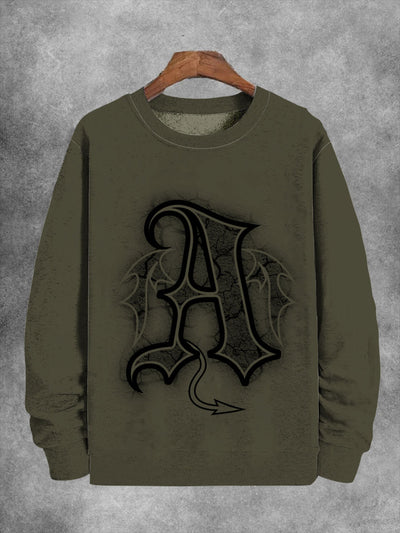 Unisex Demon Letter A Print Long Sleeve Sweatshirt