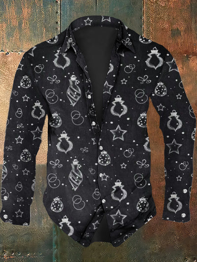 Men's Art Pattern Design Printed Casual Fashion Collar Long Sleeve Shirt