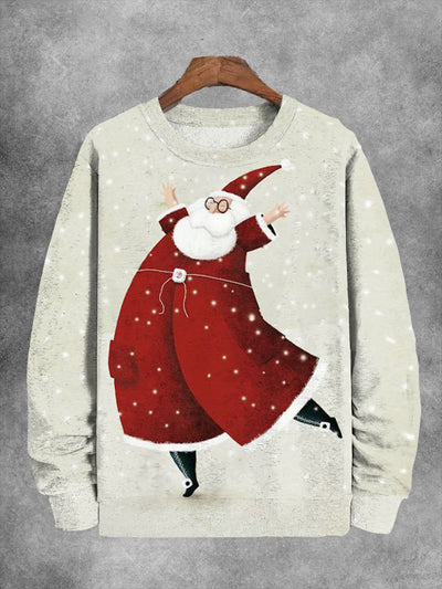 Unisex Lovely Santa Claus Print Long Sleeve Sweatshirt