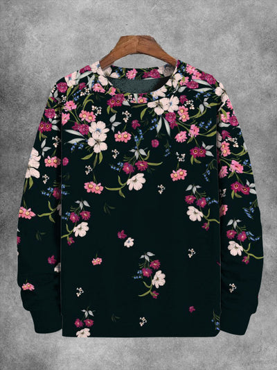 Unisex Flowers Print Long Sleeve Sweatshirt