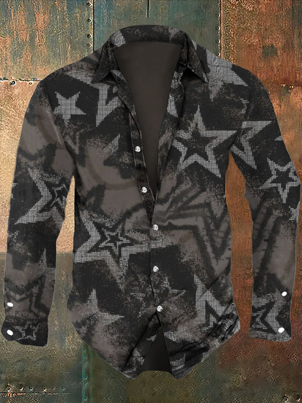 Men's Abstract Star Pattern Art Printing Long Sleeve Shirt