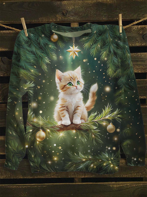 Unisex Cute Cat Print Casual Sweatshirt