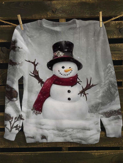 Unisex Snowman Print Casual Sweatshirt