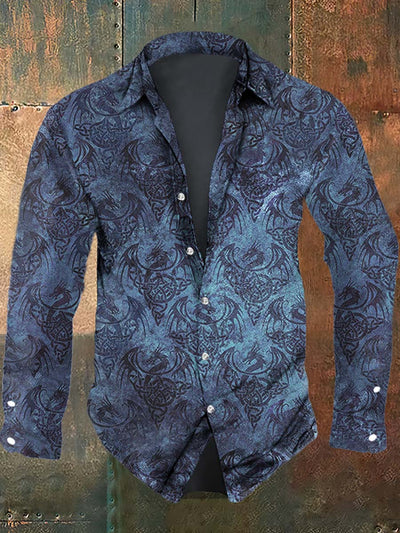 Men's Shadow Crest Print Casual Long Sleeve Shirt