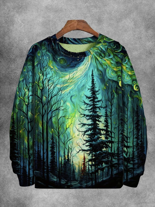 Unisex Mysterious Forest Print Long Sleeve Sweatshirt