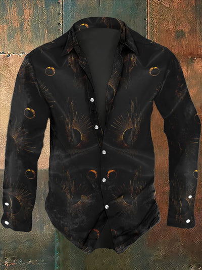 Men's Gold Circle Art Printing Long Sleeve Shirt