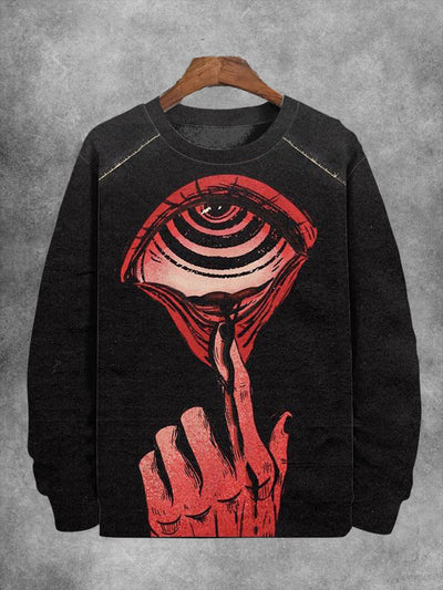 Unisex Abstract Eye Print Long Sleeve Sweatshirt