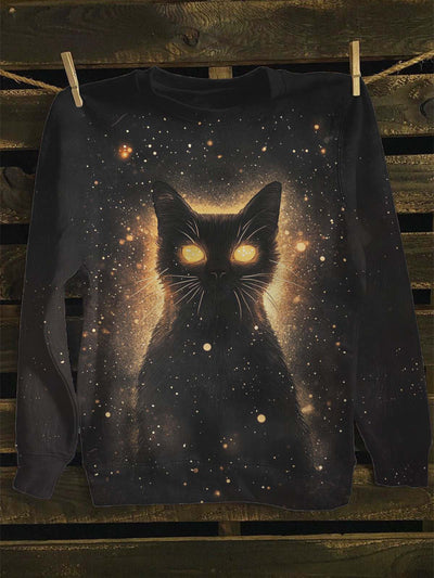 Unisex Cat Print Casual Sweatshirt