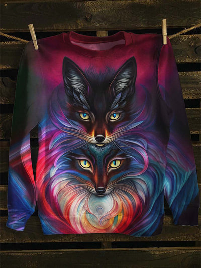 Unisex Colorful Abstract Cat Print Casual Sweatshirt