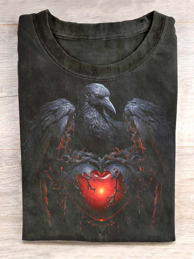 Unisex Night Love Raven Print Casual T-shirt