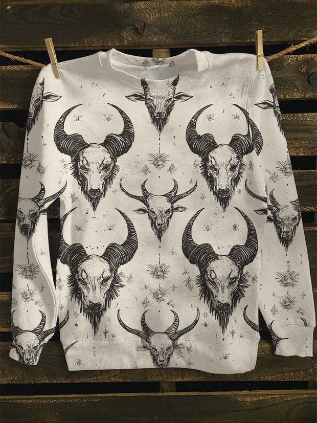 Unisex Horn Printed Casual Sweatshirt