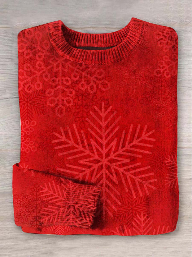 Unisex Christmas Snowflake Print Casual Sweater