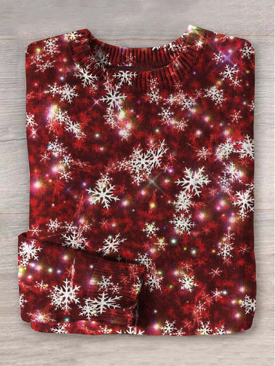 Unisex Christmas Snowflake Print Casual Sweater