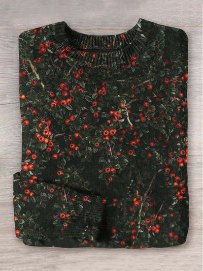 Unisex Christmas Holly Print Casual Sweater