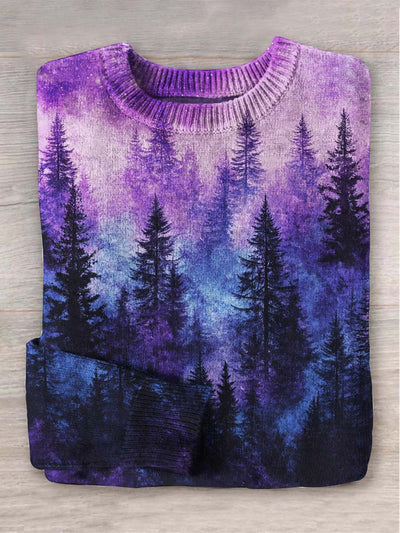 Unisex Luminous Forest Print Casual Sweater