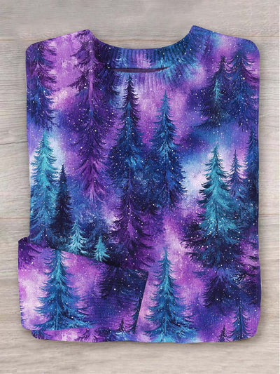 Unisex Luminous Forest Print Casual Sweater