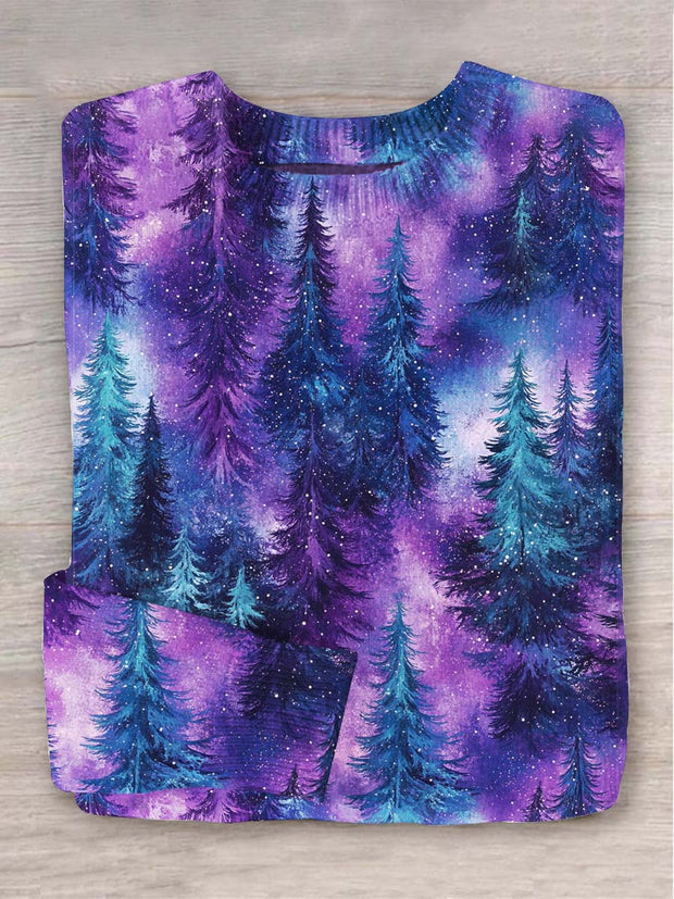 Unisex Luminous Forest Print Casual Sweater