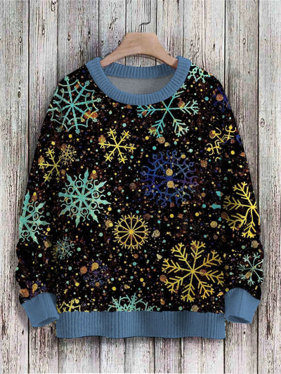 Unisex Beautiful Snowflake Pattern Art Print Knit Pullover Sweater