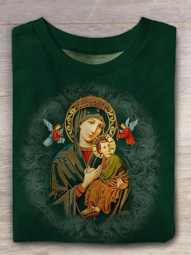 Unisex Virgin Mary Vintage Fashion Loose Short Sleeve T-Shirt