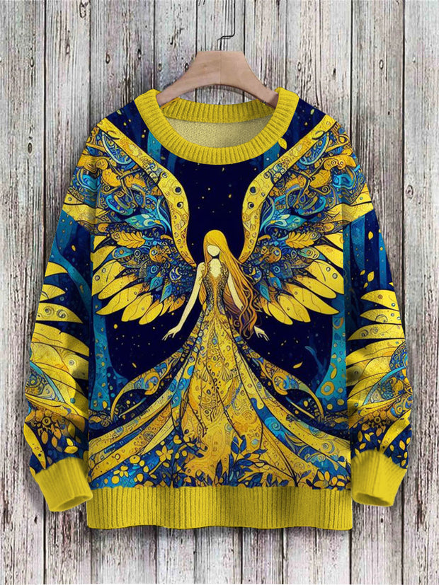 Unisex Forest Fairy Art Print Knit Pullover Sweater