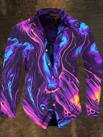 Men's Magic Color Print Casual Shirt Long Sleeve