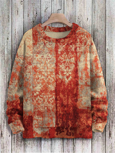 Unisex Vintage Pattern Art Print Knit Pullover Sweater