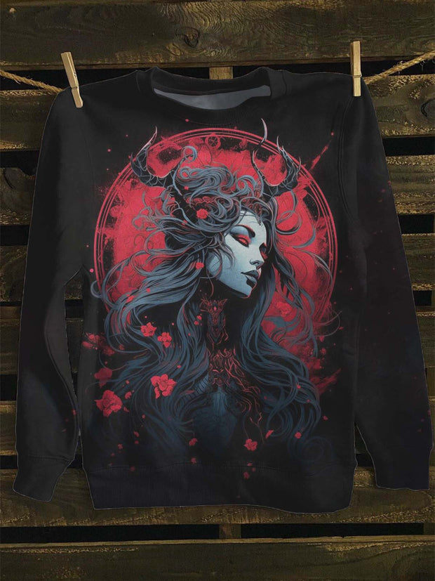 Unisex Dark Woman Printed Casual Sweatshirt