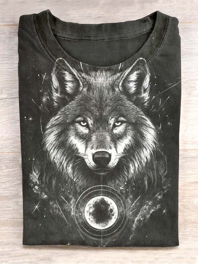 Unisex Winter Snow Wolf Printed Casual T-shirt