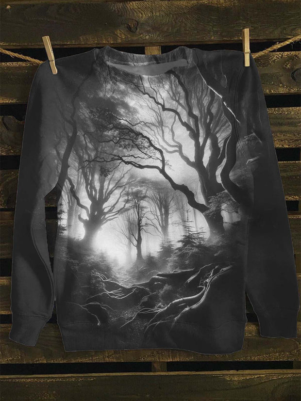 Unisex Dark Forest Print Casual Sweatshirt