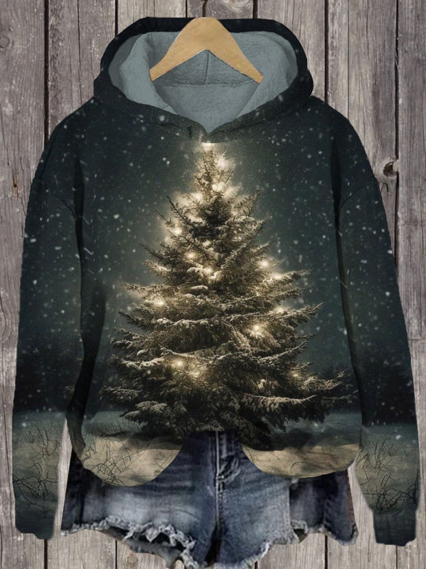 Unisex Christmas Tree Print Long Sleeve Hoodie