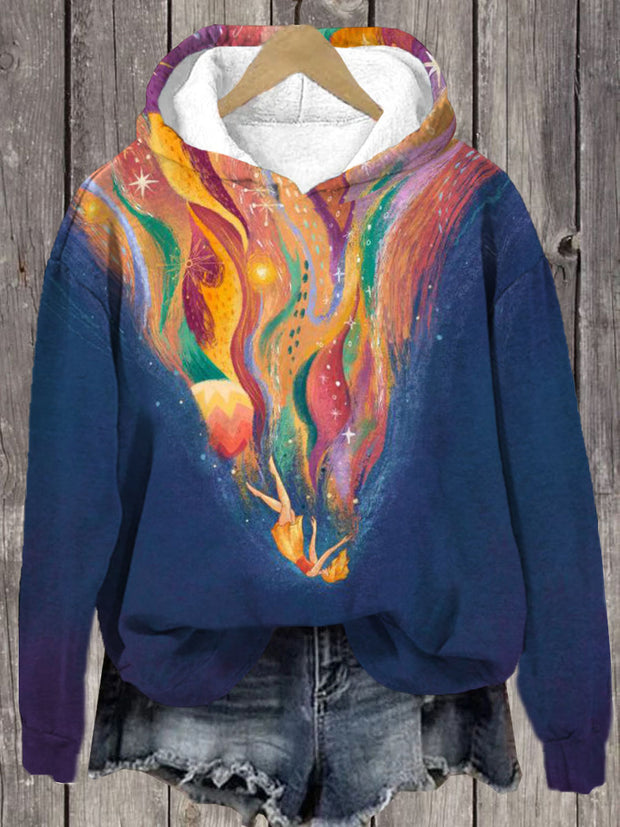 Unisex Color Girl  Print Long Sleeve Hoodie