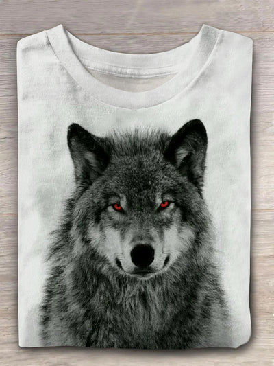 Unisex Wolf Vintage Fashion Loose Short Sleeve T-Shirt