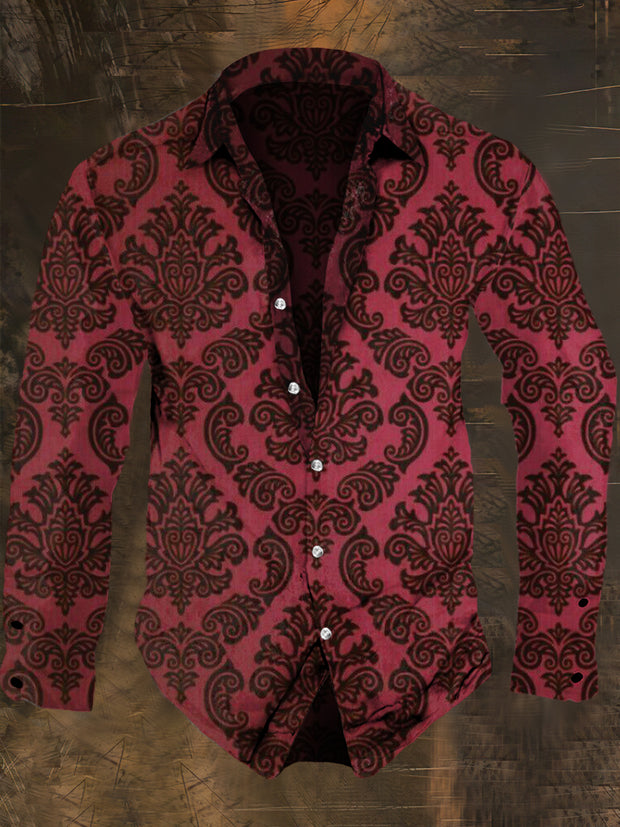 Men's Baroque Style Art Print Long Sleeve Shirt