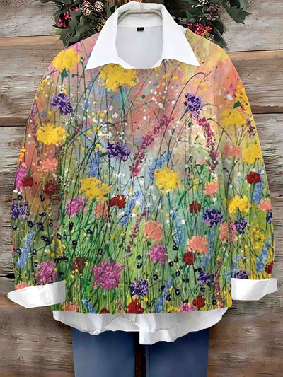 Women's Vintage Lovely Floral Art Print  Sweater