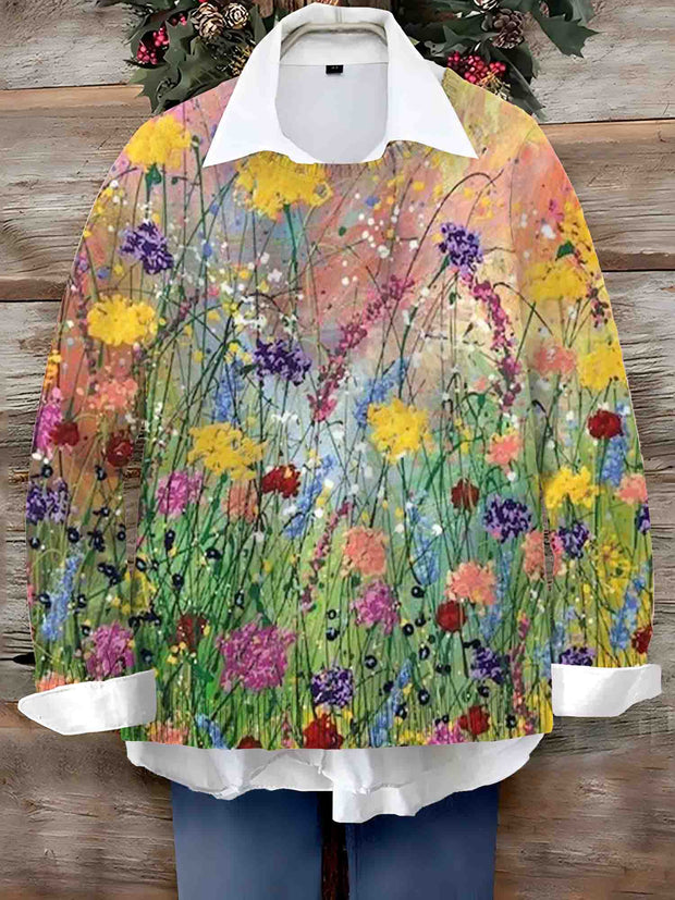 Women's Vintage Lovely Floral Art Print  Sweater