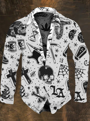 Men's Cartoon Punk Style Skull Print Long Sleeve Shirt