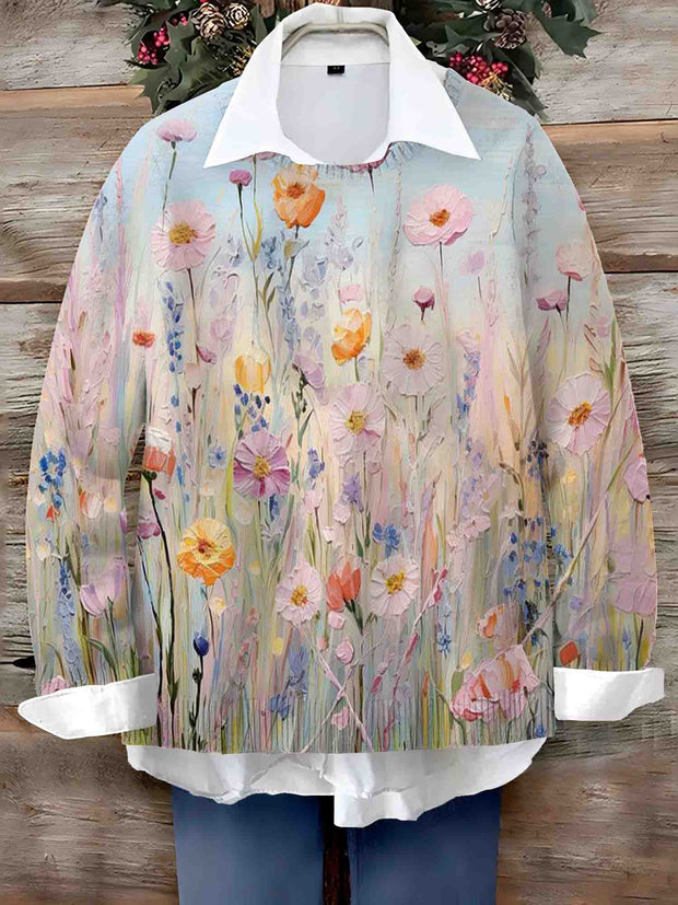 Women's Vintage Lovely Floral Art Print  Sweater