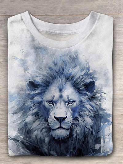 Unisex Lion Vintage Fashion Loose Short Sleeve T-Shirt