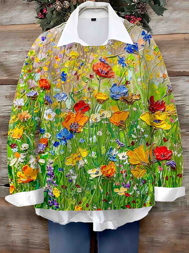 Women's Vintage Lovely Floral Art Print  Sweater