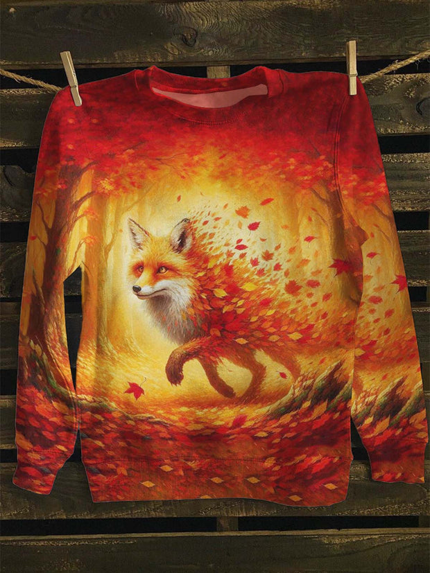 Unisex Funny Fox Print Casual Sweatshirt