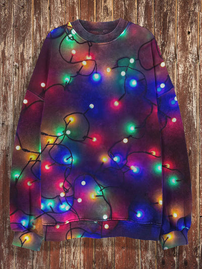 Unisex Color Lights Print Punk Crew Neck Casual Sweatshirt