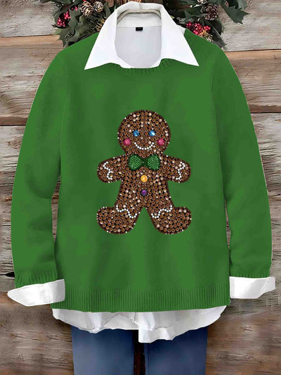 Women's Vintage Lovely Christmas Biscuit Maker Art Print Sweater