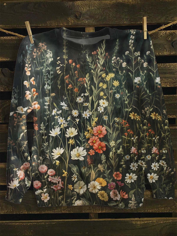 Unisex Floral Print Casual Sweatshirt