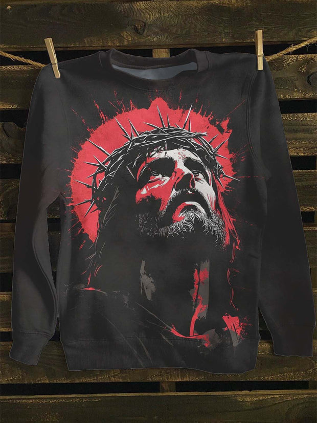 Unisex Jesus Print Casual Sweatshirt