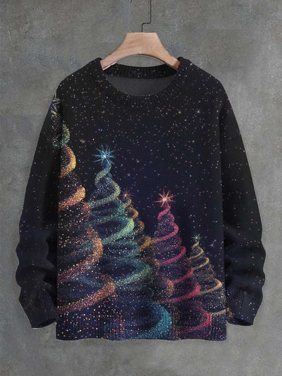 Unisex Fluorescent Christmas Tree Print Casual Sweater