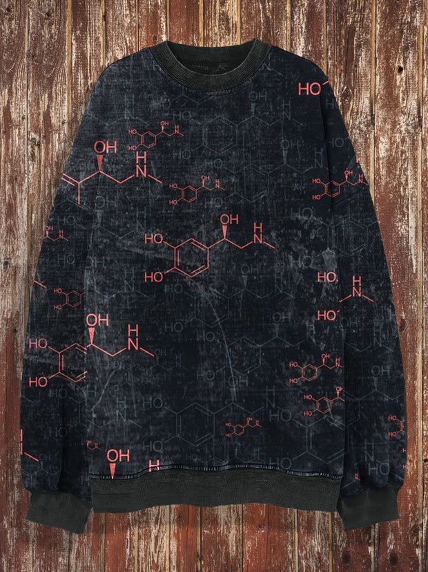 Unisex Chemical Formula Print Crew Neck Casual Sweatshirt